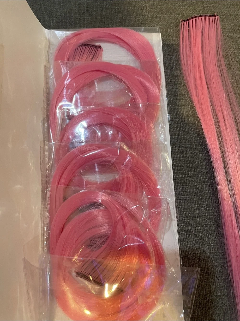 Pink Clip-In Hair Extensions for Women 6 piece 22”